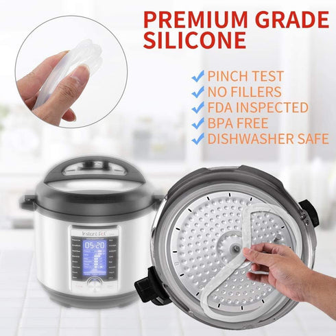 Silicone Sealing Ring for Instant Pot Replacement Gasket for 6 Qt Pressure Cooker, Savory Blue & Sweet Red & Transparent, Fits IP-DUO60, LUX60, DU...