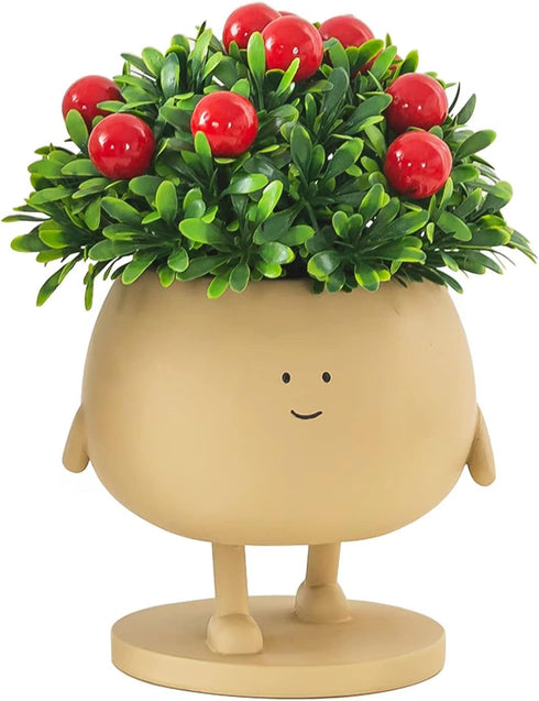 Face Plant Pots, Succulent Pots, 5 Inch Head Planters for Indoor Plants, Cute Resin Flower Pot with Drainage Hole, Unique Cactus Planter...