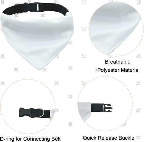 Dog Bandana Collar, 4 PCS White Triangle Dog Bandana with Adjustable Buckle Sublimation Blank DIY Dog Bandanas for Dogs and Cats, S...