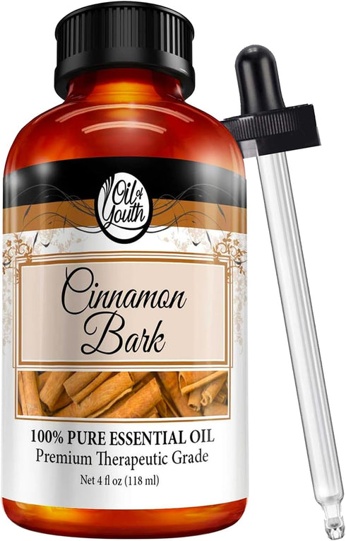 Oil of Youth Cinnamon Bark Essential Oil - Therapeutic Grade for Aromatherapy, Diffuser, Relaxation, Massage - Dropper - 4 fl oz - Cinnamon Bark E...