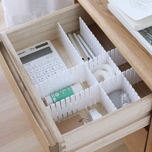 ShineMe Drawer Dividers, 8pcs Drawer Divider Organizers, White DIY Plastic Grid, Plastic Adjustable Drawer Dividers, Household Storage Makeup Sock...