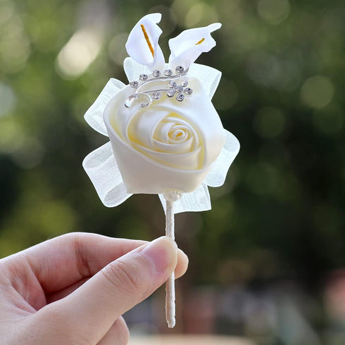 Lapel Flower Pin for Wedding Boutonniere Stick Men Corsage for Groom Wedding Party Suits(pack of 6)...