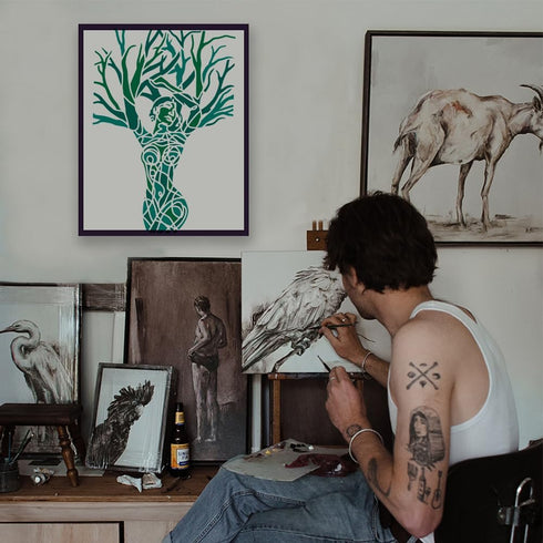 FINGERINSPIRE Tree of Life Painting Large Stencil 8.3x11.7" PET Character Spraying Stencil Reusable Minimalist Line Art Woman Pattern Wall Stencil...