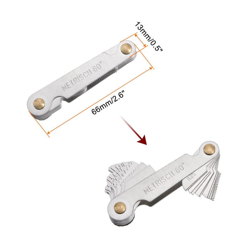 Metric 0.25-6.0 Screw Thread Pitch Gauge Tool Pitch Cutting Gauge Caliper Gauges Measuring Tool for Industrial Measurement...