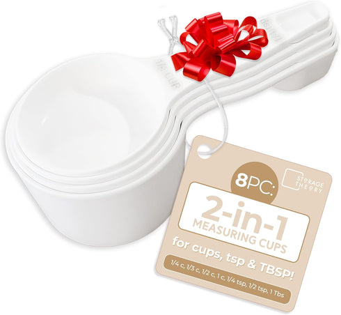 Storage Theory 2-in-1 Measuring Cups & Spoons Set - Space-Saving Nesting Kitchen Gadget for Baking, Cooking & Coffee - Food Grade Plastic Measurin...