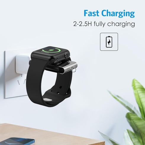 Criacr Portable Magnetic 2 in 1 Wireless Charger for Apple Samsung Watch, Wireless Fast Watch Charger Stand, Compatible with Apple Watch Series 8 ...