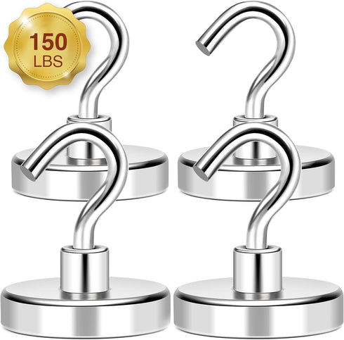 MIKEDE Magnetic Hooks Heavy Duty, 150Lbs+ Super Strong Magnet Hooks for Cruise Essentials, Neodymium Earth Magnets with Hook for Hanging, Magnetic...