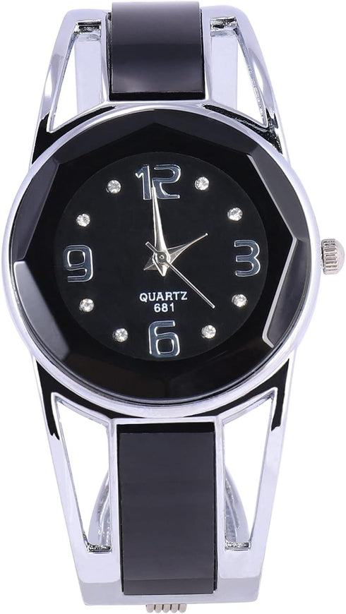 Women Bangle Watch Bracelet Quartz with Rhinestone Round Dial Stainless Steel Band Cuff Watches with Womens Wrist Watch Box...