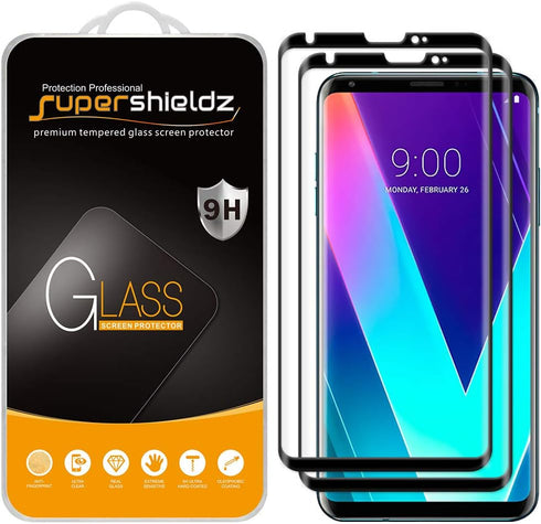 Supershieldz (2 Pack) Designed for LG V35 ThinQ Tempered Glass Screen Protector, (Full Screen Coverage) 0.33mm, Anti Scratch, Bubble Free (Black)...