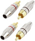 4Pcs RCA Plugs Speaker Plugs, Gold Plated RCA Plug Solderless Male Plug Screws Audio Video in-Line Jack Cable Connector Adapter 2Pcs Black and 2Pc...