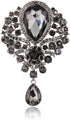 Wedding Bridal Big Crystal Rhinestone Bouquet Brooch Pin for Women (black)...