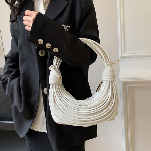 Clutch Purse for Women - Knotted Woven Handbag Hobo Shoulder Satchel Leather Handwoven Crossbody Tote Bag...