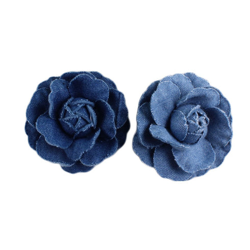 Woman Denim Brooch Flower Girls Blue Jeans Hair Clip Lady Hairgrips HairPin JW02 (2pc-Set)...