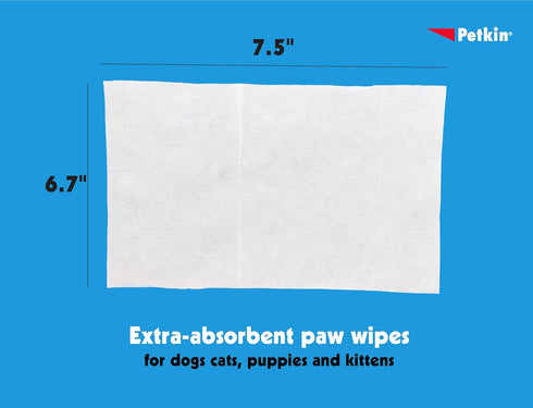 Paw Wipes Plus, 100 Orange Scented Wipes - Absorbent Pet Paw Wipes Remove Daily Dirt & Odors - Enriched with Paw Balm Protectant - Easy to Use Pet...