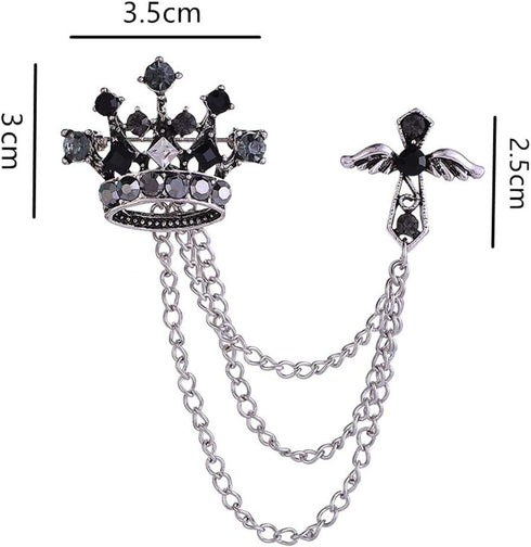 2PCS Men's Brooch Suit Pin Badge with Chains Brooch Buckle Chain Collar Lapel Pin for Men Shirt Collar Pin Chain Brooch Decoration Metal Brooch Pi...