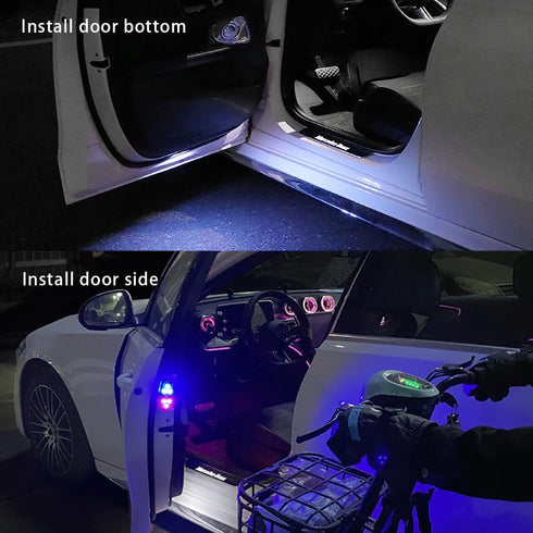 2 Pcs Car Door Light, Wireless Door Lighting Ambient Welcome Courtesy Light, LED Colorful Flashing Light, Anti-collision and Anti-rear-end Light, ...