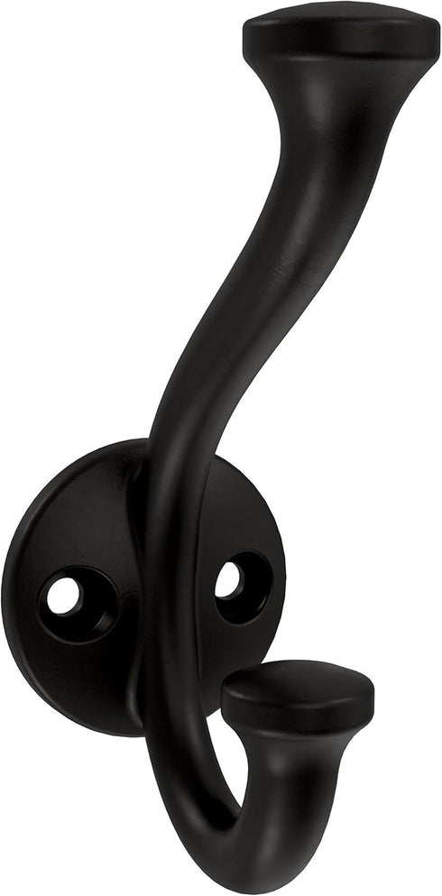 Franklin Brass Casual Farmhouse (5-Pack) Coat and Hat Wall Hooks Double Hooks for Hanging Matte Black Wall Mount Hanger Backpack, Purse, Bag, Towe...
