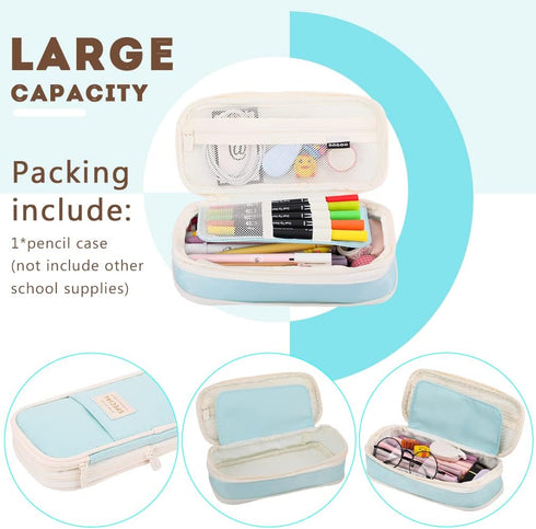 iSuperb Foldable Pencil Case Zipper Big Capacity Aesthetic Canvas Pencil Pouch Stationery Organizers Pen Bag for Kids Girls Boys Teen Student Scho...