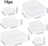 15Pcs Mini Storage Containers, Mixed Sizes Small Rectangular Clear Plastic Storage Containers Box with Hinged Lid for Beads, Organizie Tiny Items,...