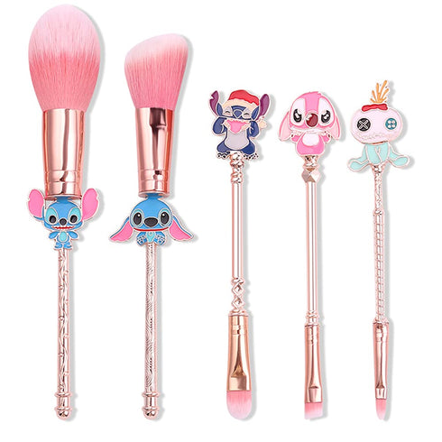 5Pcs Stitch Theme Cosmetic Brushes Set, Interstellar Baby Makeup Brushes, Premium Synthetic Foundation Eyeshades Brush Set Best Gift...