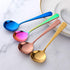 MINGYU 4-Piece Heavy Round Soup Spoons Set - Muticolor Premium Stainless Steel Dinner Serving Spoons Titanium Spoon Silverware Bouillon Spoons Tab...