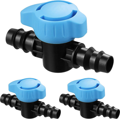 1/2 Inch Drip Irrigation Barbed Valve: 3 Pack 1/2" Shut Off Valves Male x Male for 1/2 Inch Drip Irrigation Tubing (.570-.620" ID) Switch Valves f...