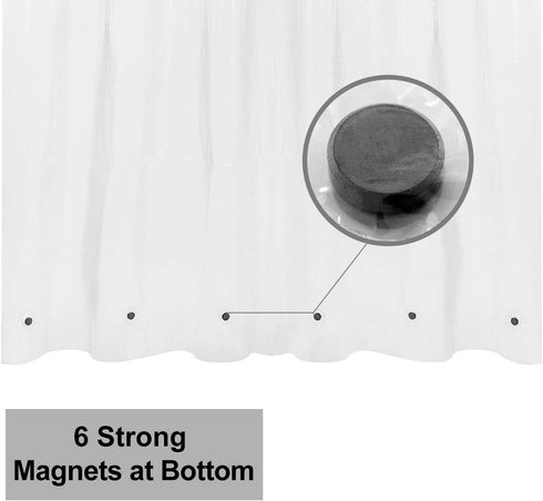Barossa Design Long Shower Curtain Liner 78" Height - 6 Magnets & 8G Heavy Duty PEVA, Waterproof, PVC Free, Metal Grommets, Clear, 72x78...
