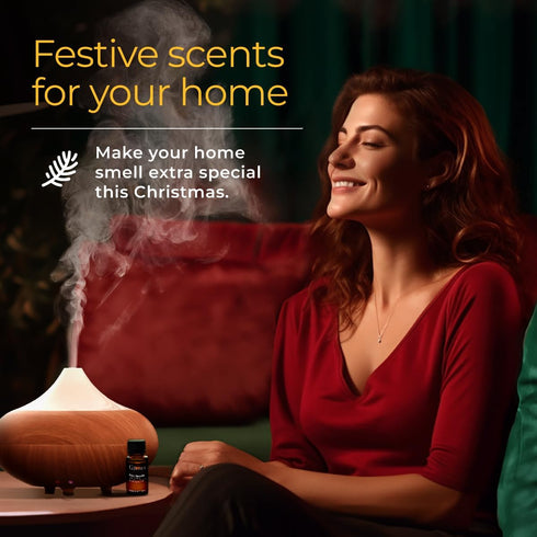 Gya Labs Christmas Festive Gift & Glow Kit & Greeting Card (Set of 3) - Authentic Aromas of Rosemary Oil, Pine Essential Oils & Santal in Black Ro...
