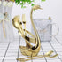 AnSaw Gold Swan Base Holder Set with 10 Pcs 4.7" Mini Leaf Teaspoons & Dessert Forks - Perfect for Appetizers,Salads,Cakes,Fruits,Cocktails,Tea,Es...