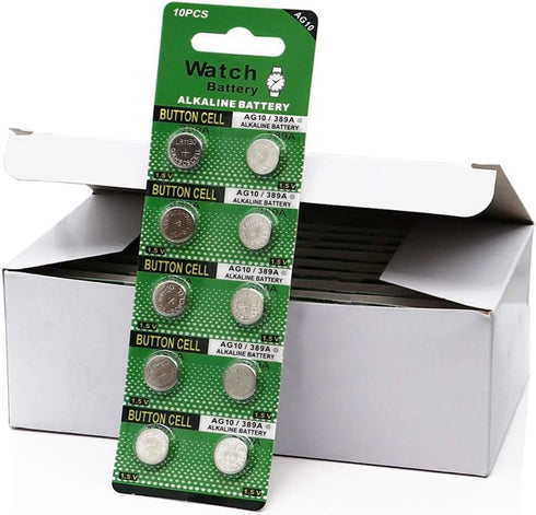 Cotchear 10pcs 1.5V AG10 Alkaline Battery 189 389 AG10 LR1130 LR54 V10GA Battery Alkaline Button Coin Cell Batteries...