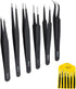 6PCS Tweezers Set Blunt Tip Anti-Static Curved of Tweezers ESD Electronics Laboratory Work Jewelry-Making Craft, Soldering Multiple Usage...