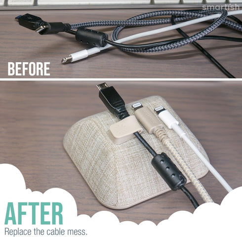 Smartish Magnetic Cord Holder - Cable Wrangler Organizer with Magnet Clips for Charger Management on Desktop, Nightstand, or Side Table for All Ca...