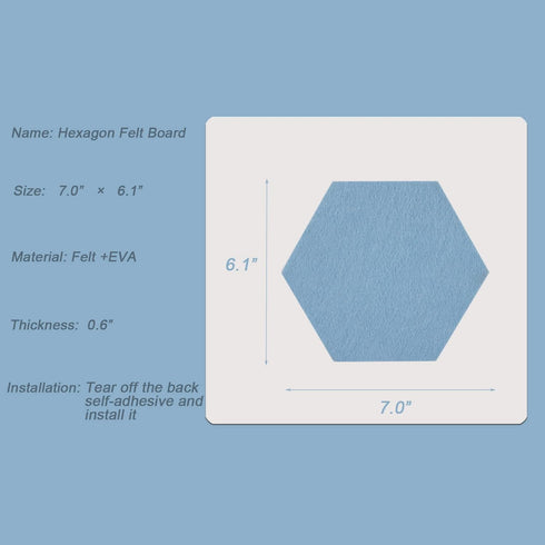 8 Pcs Hexagon Felt Bulletin Board Tiles, Self Adhesive Felt Pin Board Wall Tiles for Photos, Pictures, Memos (Cyanine)...
