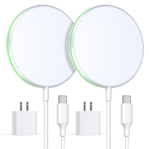 2 Pack Magnetic Wireless Charger 15W Apple Mag-Safe Charger with 20W Adapter for iPhone 15/14/13/12 Pro/Max/Plus/Mini and AirPods 3/2/Pro 2/Pro Wi...