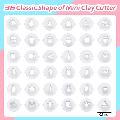 Set of 36 Polymer Clay Cutters for Earring Mini Clay Cutters for Polymer Clay Jewelry Small Clay Cutters Plastic Clay Molds Pottery Tools for Jewe...