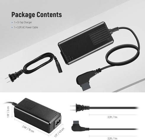 NEEWER D-Tap Battery Charger with 3.3feet/1m D-Tap Cable for V-Mount/V-Lock/Gold Mount Battery, Compatible with NEEWER BP-95W BP-190WS BP-150WS BP...