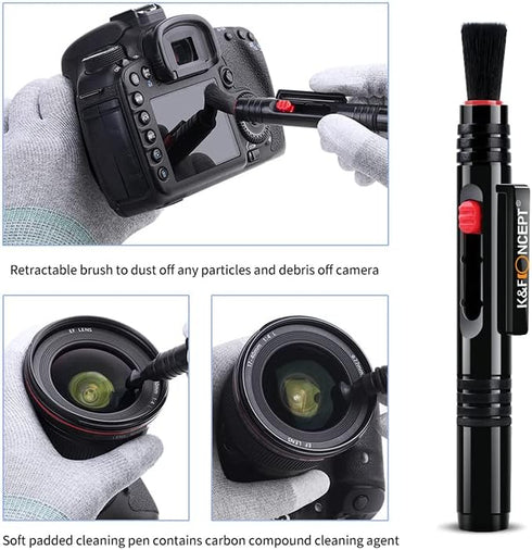 K&F Concept 15-in-1 Camera Lens Cleaning Kit with Camera Blower, Glasses Wipes*10, Cleaning Liquid, Microfiber Cleaning cloth*2, Lens Cleaning Pen...