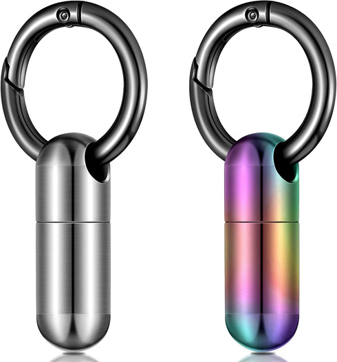 2 Pieces Keychain Pill Holder Tiny Keychain Pill Case Titanium Keychain Medication Pill Holder Waterproof Pill Container Portable Titanium Pill Ca...
