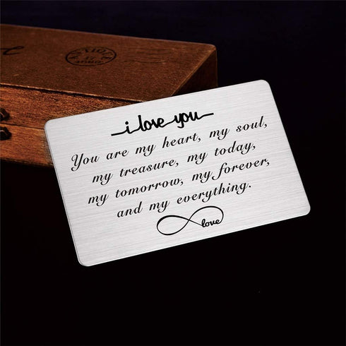 Engraved Wallet Insert Card, I Love You Forever, Anniversary Card Gifts, Soulmate Gifts for Him Her, Gifts for Boyfriend Husband, Valentine's Gift...