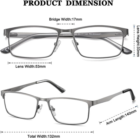 EYECEDAR 5-Pack Reading Glasses for Men Metal Frame Spring Hinges with Computer Readers 2.50...