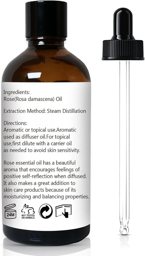 Rose Essential Oil, Home Fragrance Scent Oil for Diffuser, Skin, Hair, Candle, Soap, Dryer Balls, Laundry - 3.38 oz/100ml...