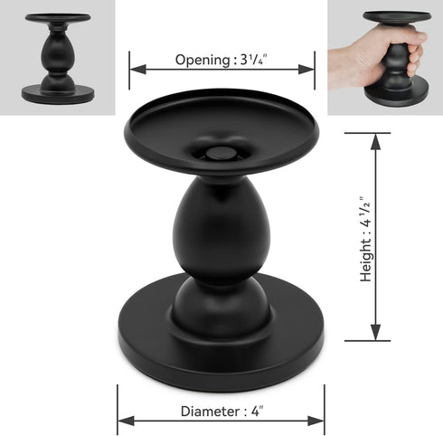 Matte Black Iron Candle Holder for Pillar Candles - Modern Table Centerpiece and Farmhouse Decor - 4.5"...