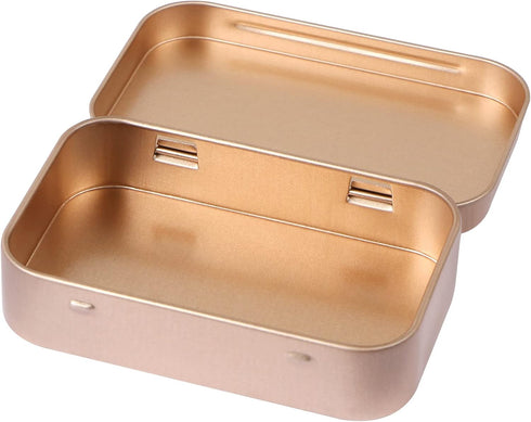 3 Pack Metal Rectangular Hinged Tins Box with Lid Mini Portable Box Empty Craft Containers Small Storage Kit Home Outdoors Organizer for Soap Mint...