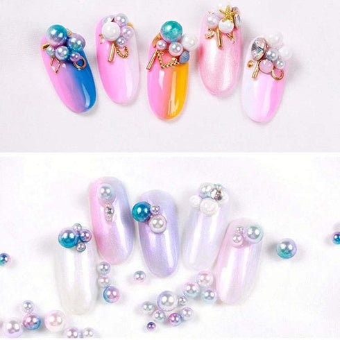 Beads 1140pcs Mix Rainbow Gradient Color Round 4 6 8 10mm Imitation Pearl No Holes for DIY Handmade Jewelry Making Craft...