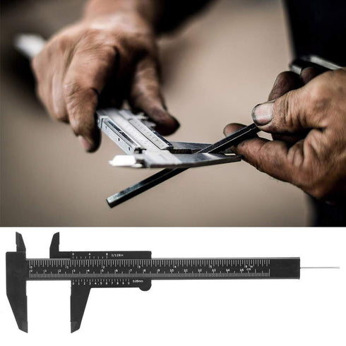 Plastic Vernier Caliper with Double Sided Scale High Accuracy 0.05mm Resolution 150mm for Eyebrow Stencil Makeup Student School Office Home(Black)...