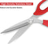 Left Handed Fabric Scissors for Cutting Fabric, Clothing, Textiles, Leather, 22cm Tailor's Scissors, Red...