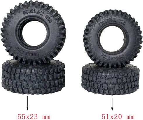 4 pcs 1.0 Tires Rubber Crawler Tires with Foam 55 * 23mm for 1/24 RC Crawler Car Axial SCX24 90081 AXI00001 AXI00002 Upgrade Tyres?Black...