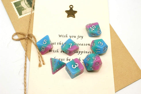 Dice Resin D&D Transparent Dice Set Fit Dungeons and Dragons DND RPG Pathfinder Role Playing Games Blue Green Rose 3 Layers Polyhedral Dice...