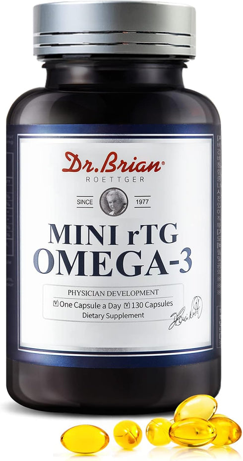 Dr.Brian Fish Oil Supplement 130 Softgel, Highly Absorbed rTG Mini Omega 3 Fish Oil Capsule with EPA/DHA Fatty Acids Vitamin D E, 500mg rTG Omega-...