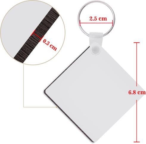 Duufin 120 Pieces Square Sublimation Keychain Blanks Double Side Heat Transfer Blanks MDF Key Rings Blank Board Key Chain Blanks for Sublimation D...